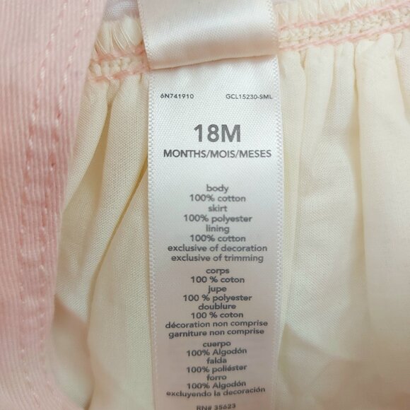 Oshkosh B'gosh Dress Baby 18 Months Pink Cream 100% Cotton Lined Tulle Unicorn - Picture 9 of 10